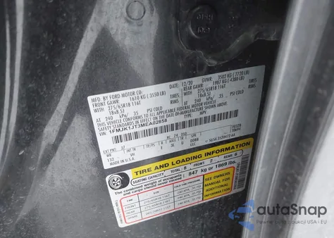 2021 Ford Expedition Xlt Max из США, поврежденный, VIN 1FMJK1JT3MEA02858